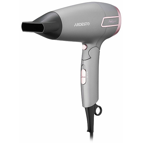 Фен ARDESTO Pink Touch, 2000Вт, 2 скорости, 2 темп.режимы, складная ручка, серый+розовый