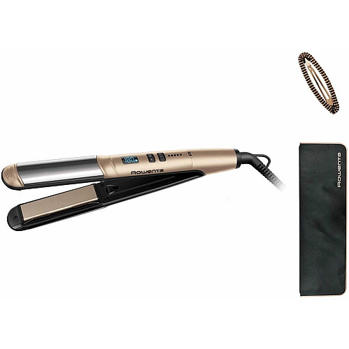 Выпрямитель Rowenta Glam & Shine 2в1, темп. режимов-8, 140-210С, дисплей, керамика, золотой