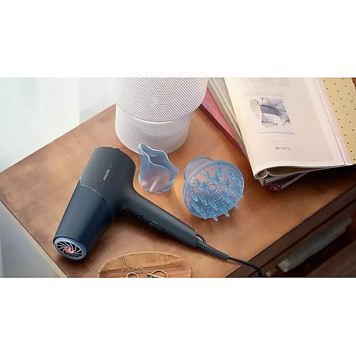 Фен Philips 5000 Series, 2300Вт, 3 режима, диффузор, иониз-я, холл. обдув, темно-синий