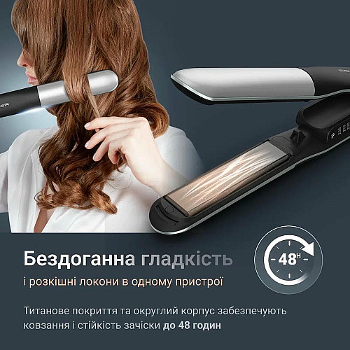 Выпрямитель Rowenta Thermostyle, темп. режимов-5, 150-230С, дисплей, ионизация, керамика, титан, черно-серый