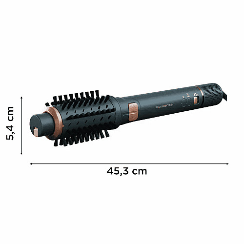 Фен-щітка Rowenta Air Rotate, 1300Вт, 4 режими, іоніз-я, хол. обдув, функція фену, 3 насадки, кераміка, чорно-золотий
