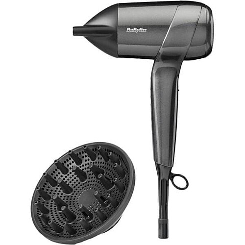Фен Babyliss Titanium Shine, 1600Вт, 3 режима, ионизация, холл. обдув, 2 насадки, темно-серый