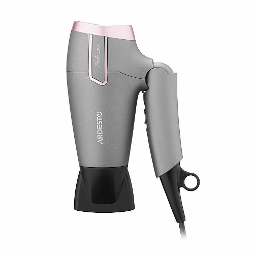 Фен ARDESTO Pink Touch, 2000Вт, 2 скорости, 2 темп.режимы, складная ручка, серый+розовый