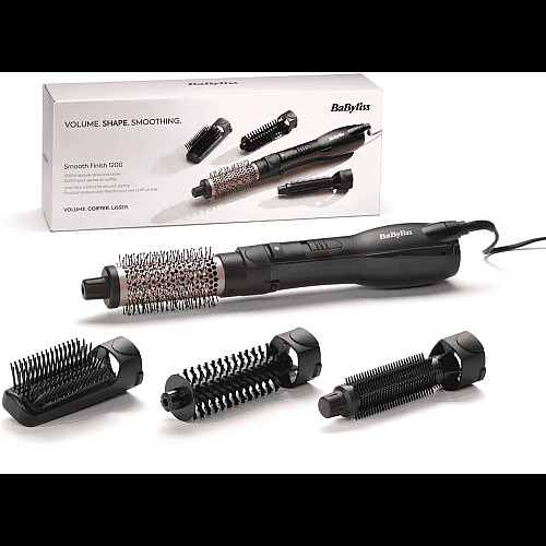 Фен-щетка Babyliss Smooth Finish, 1200Вт, 3 режима, иониз-я, холл. обдув, керамика, черный