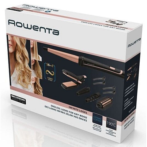 Мультистайлер Rowenta Infinite Looks 14 IN1, >300Вт, >190С, 5 насадок, кейс, аксессуары, керамика, черный