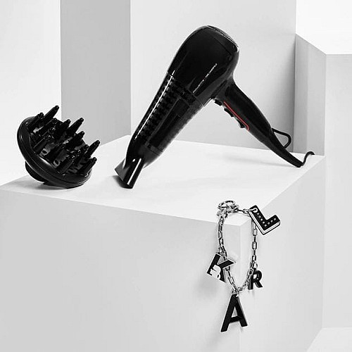 Фен Rowenta x Karl Lagerfeld Powerline, 2100Вт, 3 режима, диффузор, иониз-я, холл. обдув, черный
