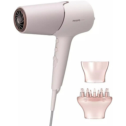 Фен Philips 5000 Series, 2300Вт, 3 режими, дифузор, іоніз-я, хол. обдув, біло-рожевий