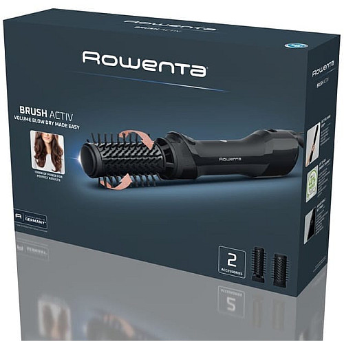 Фен-щетка Rowenta Renewal Brush Active, 1000Вт, 3 режима, иониз-я, холл. обдув, оборот. насадка, 2 насадки, керамика, черный