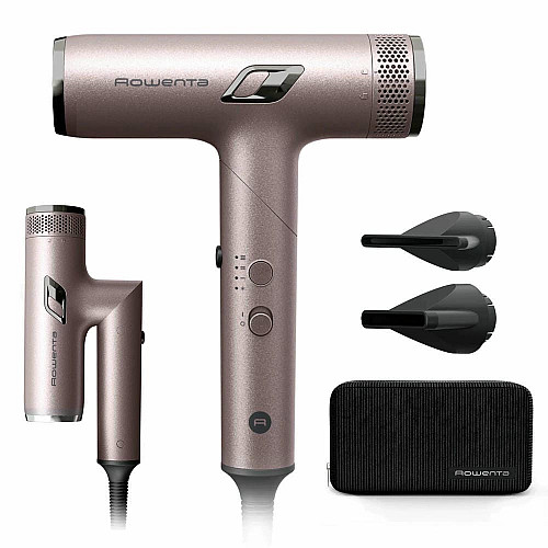 Фен Rowenta T-Shape Maestria Nano Foldable, 1700Вт, 3 режима, иониз-я, холл. обдув, кейс, розовый