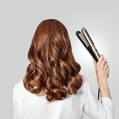 Выпрямитель Rowenta Glam & Shine 2в1, темп. режимов-8, 140-210С, дисплей, керамика, золотой