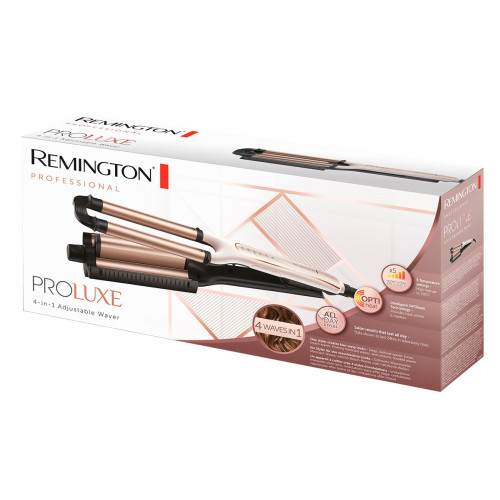 Плойка Remington ProLuxe 4-в-1, для хвиль, 90Вт, темп.режимів-5, D-15mm, 150-210С, кераміка, біло-золотий