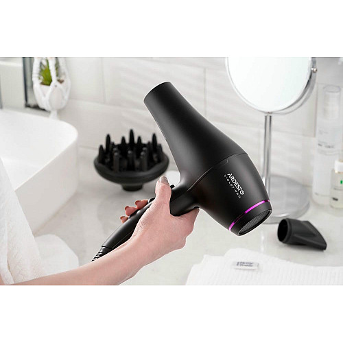 Фен ARDESTO Violet PRO HD-Y222PRO, 1850-2200Вт, 2 скорости, 3 темп. режима, диффузор, черный