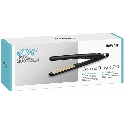 Выпрямитель Babyliss Ceramic Straight 230, темп. режимов-2, 200-230С, керамика, турмалин, черный