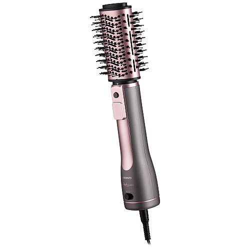 Фен-щетка ARDESTO Brush Pink Touch, 1200Вт, 2 скорости, 2 темп. режимы, LED-дисплей, функция ионизации, 4 насадки, серый+розовый