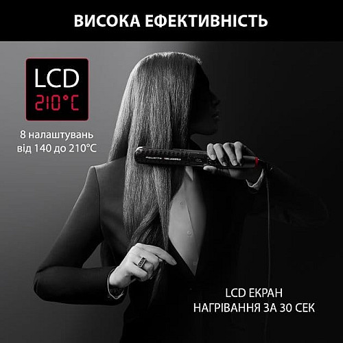 Выпрямитель Rowenta x Karl Lagerfeld K/Pro Stylist Straightener, темп. режимов-8, 140-210С, дисплей, ионизация, керамика, черный