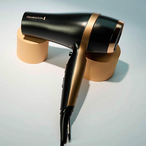 Фен Remington Salon Smooth, 2100Вт, 3 режима, диффузор, расческа, кейс, иониз-я, холл. обдув, , черный