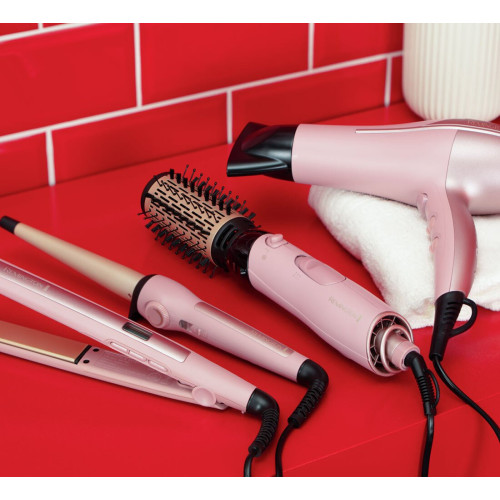Фен-щітка Remington Coconut Smooth, 1000Вт, 2 режими, іонізація, хол. обдув, 2 насадки, чорно-рожевий