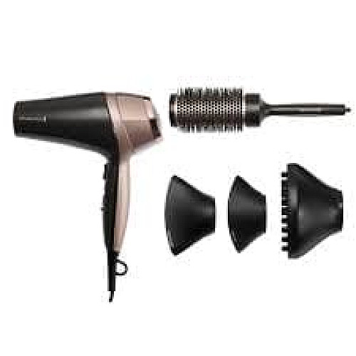 Фен Remington Curl&Straight Confidence, 2200Вт, 3 режима, диффузор, расческа, иониз-я, холл. обдув, черно-беж