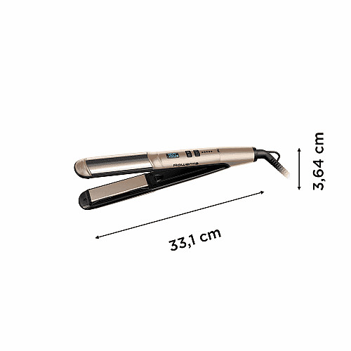 Выпрямитель Rowenta Glam & Shine 2в1, темп. режимов-8, 140-210С, дисплей, керамика, золотой