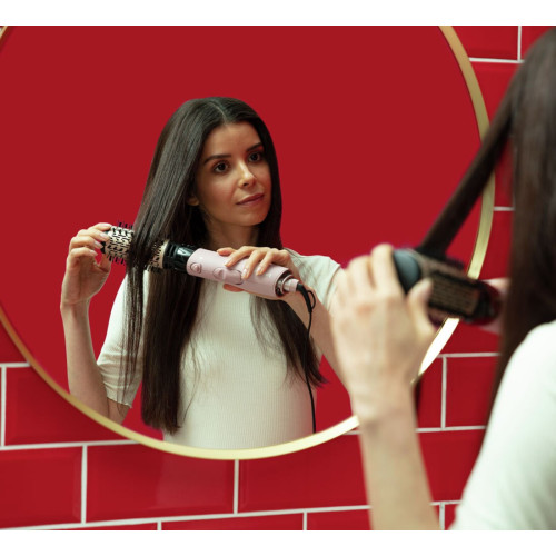Фен-щітка Remington Coconut Smooth, 1000Вт, 2 режими, іонізація, хол. обдув, 2 насадки, чорно-рожевий