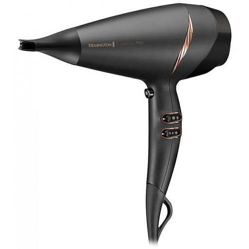 Фен Remington Supercare PRO 2200 AC motor, 2200Вт, 3 режима, диффузор, иониз-я, холл. обдув, черный