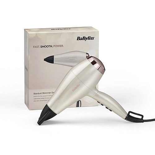 Фен Babyliss Stardust Shimmer, 2000Вт, 3 режими, іонізація, хол. обдув, 1 насадка, білий