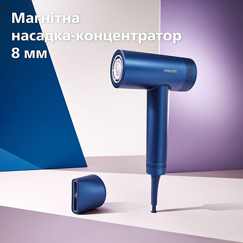 Фен Philips 8000 Series, 1400Вт, 3 режима, ионизация, холл. обдув, турборежим, аквамарин