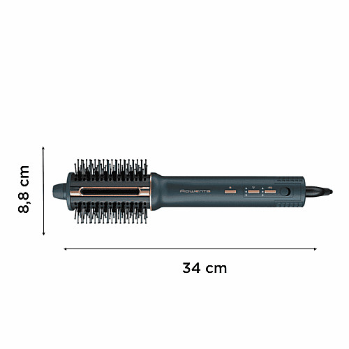 Фен-щетка Rowenta Air Brush 3D, 1200Вт, 3 режима, иониз-я, холл. обдув, функция фена, керамика, черно-золотой