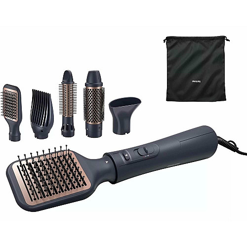 Фен-щетка Philips 5000 Series 1000Вт, 3 режима, ионизация, 5 насадок, синий