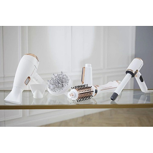 Фен-щітка Rowenta Brush Activ' Ultimate Care, 700Вт, 3 режими, іоніз-я, хол. обдув, оберт. насадок, кераміка, біло-золотий