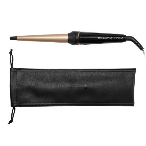 Плойка Remington ProLuxe Midnight Edition, конусна, 37Вт, темп.режимів-10, D-13-25mm, 120-210С, дисплей, кераміка, чорний