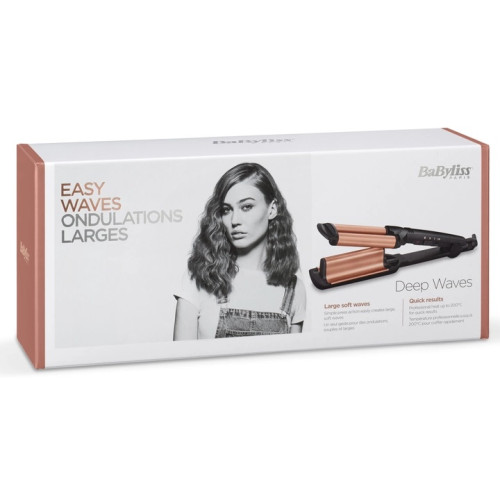 Плойка Babyliss Depp Waves, гофре , 85Вт, темп.режимів-3, 160-210С, природні хвилі, кераміка, турмалін , чорний