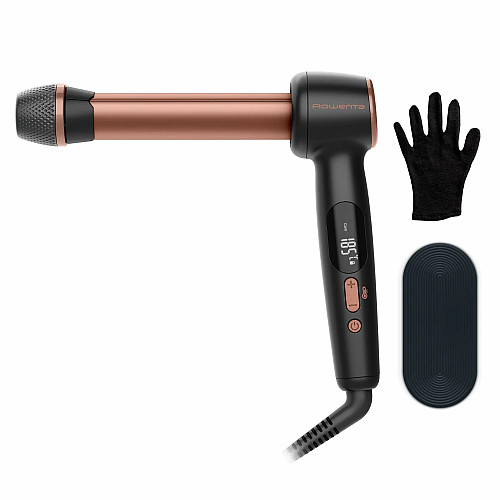 Стайлер Rowenta Twist Curl, автоматичний, темп.режимів-4, 150C–210С, кераміка, рукавика та термопідкладка, чорно-золотий