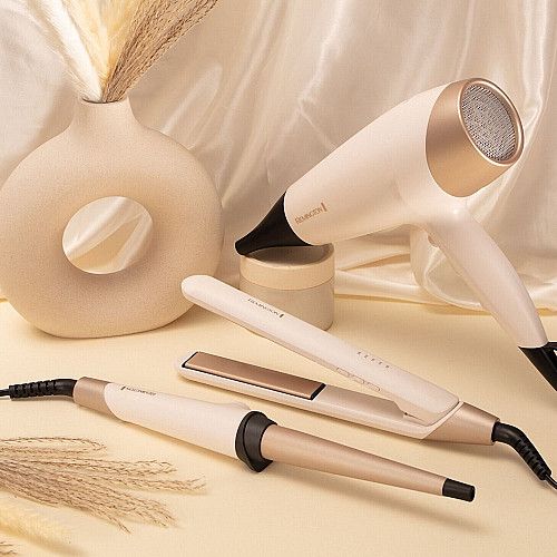 Фен Remington Shea Soft, 2200Вт, 3 режими, дифузор,турмалінова іоніз-я, хол. обдув, біло-золотий