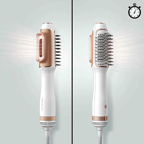 Фен-щетка Rowenta Reverso Dry&Brush 2в1, 1200Вт, 3 режима, иониз-я, холл. обдув, насадок-2, керамика, бело-золотистый.