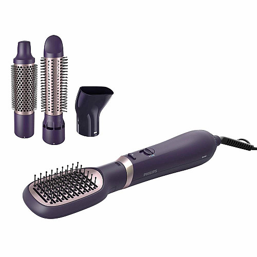 Фен-щетка Philips 3000 Series, 800Вт, 3 режима, ионизация, 4 насадки, фиолетовый