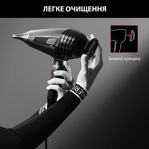 Фен Rowenta x Karl Lagerfeld K/Pro Stylist, 2200Вт, 3 режима, иониз-я, диффузор, 2 концентратора, холл. обдув, черный