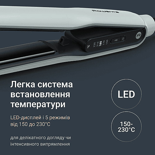 Выпрямитель Rowenta Thermoglide, темп. режимов-5, 150-230С, ионизация, титан, светло-зеленый