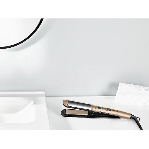 Выпрямитель Rowenta Glam & Shine 2в1, темп. режимов-8, 140-210С, дисплей, керамика, золотой