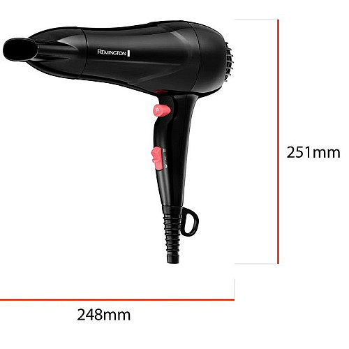 Фен Remington MyStylist, 1900Вт, 2 режими, іоніз-я, хол. обдув, чорний