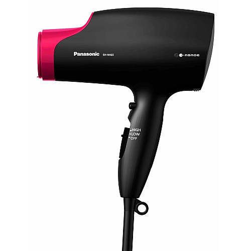 Фен Panasonic, 2000Вт, 4 режима, диффузор, иониз-я, холл. обдув, черно-розовый