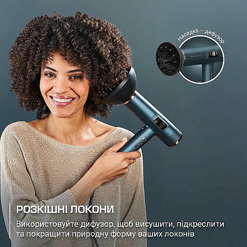 Фен Rowenta Maestria For you, 1800Вт, 3 режима, диффузор, иониз-я, холл. обдув, дисплей, синий