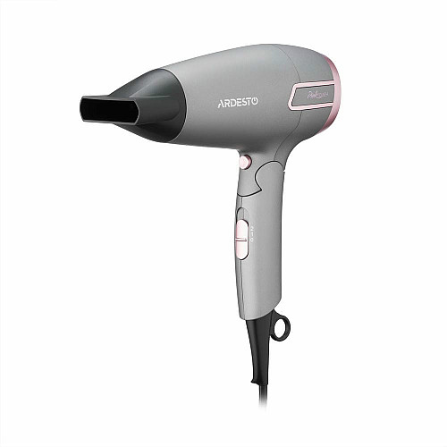 Фен ARDESTO Pink Touch, 2000Вт, 2 скорости, 2 темп.режимы, складная ручка, серый+розовый