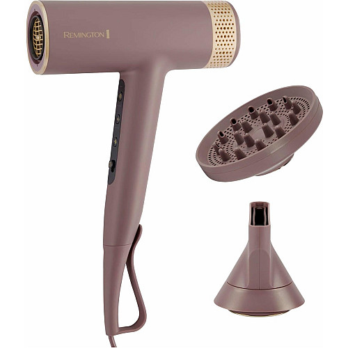Фен Remington AIRvive, 1600Вт, 3 режима, диффузор, иониз-я, холл. обдув, фиолетово-золотой