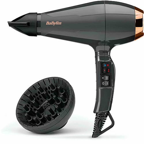 Фен Babyliss Air Pro, 2200Вт, 2 режима, диффузор, иониз-я, холл. обдув, черный