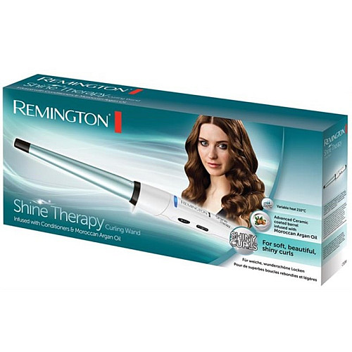 Плойка Remington Shine Therapy, конусна, >300Вт, темп.режимів-8, 140-210С, кераміка, білий