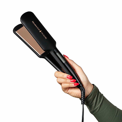 Выпрямитель Remington PROluxe Midnight Wide Plate Straightener, темп. режимов-9, 150-230С, чехол, дисплей, керамика, черный