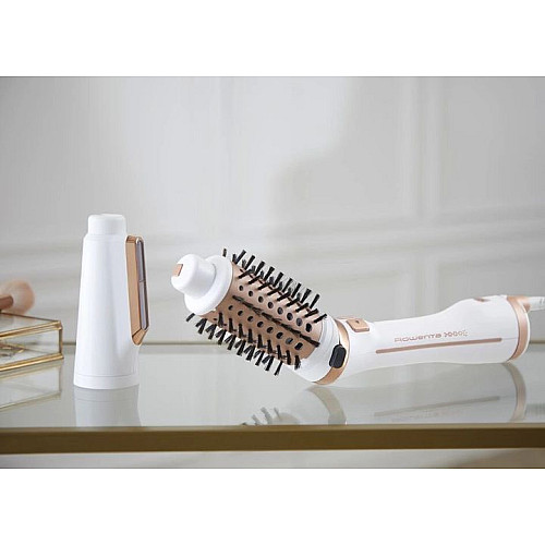 Фен-щітка Rowenta Brush Activ' Ultimate Care, 700Вт, 3 режими, іоніз-я, хол. обдув, оберт. насадок, кераміка, біло-золотий