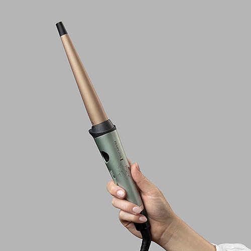 Плойка Remington Botanicals, конусная, 43Вт, темп. режимов-10, D-13-25mm, 130-210С, ионизация, керамика, серо-зеленый