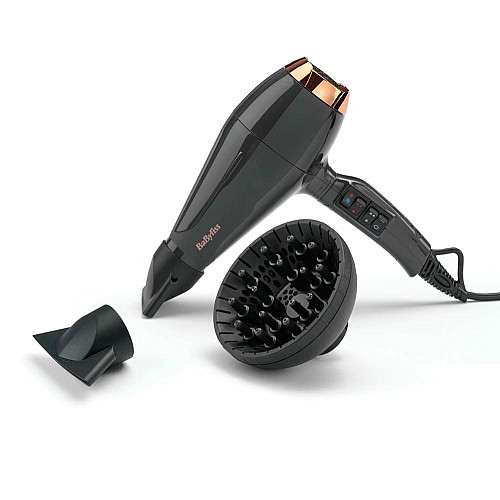 Фен Babyliss Air Pro, 2200Вт, 2 режима, диффузор, иониз-я, холл. обдув, черный